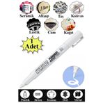 Artlantis Keçeli Beyaz Kalem 1 Adet Kalıcı Marker Kalem Yağ Bazlı Cam Metal Seramik Ahşap Lastik Plastik Taş Yüzey