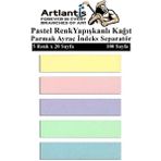 Artlantis Kendinden Yapışkanlı Ayraç Postit 5 Renkli 1 Adet Yapışkanlı Not Kağıdı Transparan Parmak Ayraç Indeks Seperatör 5'li Mini - Pastel