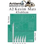 Artlantis Kesim Matı A2 ve Kretuar Seti 1 Adet 45x60 cm Çift Taraflı Çizim Matı Kesme Madı Kesim Tablası Kesim Altlığı