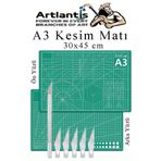 Artlantis Kesim Matı A3 ve Kretuar Seti 1 Adet 30x45 cm Çift Taraflı Çizim Matı Kesme Madı Kesim Tablası Kesim