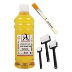 Artlantis Keten Yağı 500 ml 1 Adet Zemin Fırçası ve Rulo Fırça Resim Yağı Monalisa Rafine Bezir Yağı Yağlı Boya İncelticisi Yağlı