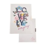 Artlantis Kilitli Kız Modeli Mcolor Sert Kapak Çizgili 14x20 cm Mor Hatıra Defteri