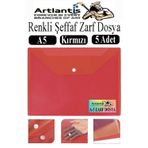 Artlantis Kırmızı A5 Çıtçıtlı Dosya Şeffaf Renkli Zarf Dosya 5 Adet 17X22 cm Çıt Çıtlı Dosya Su Geçirmez 50 Yaprak Kapasiteli
