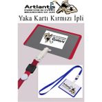 Artlantis Kırmızı Ipli Yaka Kartı 1 Adet Ayarlanabilir Boyuna Asma Kimlik Koruyuculu Pvc Kırmızı Yaka Kartlığı Seyehat Ofis Okul Büro - Standart