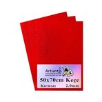 Artlantis Kırmızı Keçe 50x70 cm 2.0 mm 3 Adet Renkli Hobi Keçesi Elişi Keçesi Anasınıfı Kreş Okul Öncesi