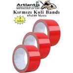 Artlantis Kırmızı Koli Bantı 100 Metre 3 Adet 45MM x 100 Metre Renkli Koli Bandı Extra Güçlü Formül Akrilik Koli Bandı - Standart - 45x100 metre