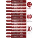 Artlantis Kırmızı Permanent Markör Kalem Kesik Uç 12 Adet Sentör Kalıcı Marker Kalem Tüm Koli Karton Çuval Cam Plastik Yüzeylerde - 2-5mm