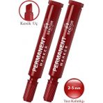 Artlantis Kırmızı Permanent Markör Kalem Kesik Uç 2 Adet Sentör Kalıcı Marker Kalem Tüm Koli Karton Çuval Cam Plastik Yüzeylerde - 2-5mm
