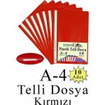 Artlantis Kırmızı Telli Dosya Plastik A4 10 Adet 23x31 cm Şeffaf Kapaklı Ekonomik Paket