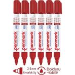 Artlantis Kırmızı Yazı Tahta Kalemi 6 Adet Doldurulabilir Tahta Kalemi Okul Sınıf Öğretmen Beyaz Yazı Tahtası Kalemi Canlı Renk - 1 - Standart