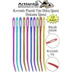Artlantis Kıvrımlı Plastik Yün Iğnesi 12 cm 10 Adet 1 Paket Plastik Dikiş Dokuma Iğnesi Kavisli Iplik Iğne Goblen - Çok Renkli - Standart