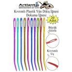 Artlantis Kıvrımlı Plastik Yün İğnesi 12 cm 20 Adet 1 Paket Plastik Dikiş Dokuma İğnesi Kavisli İplik İğne Gob