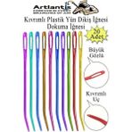 Artlantis Kıvrımlı Plastik Yün Iğnesi 12 cm 20 Adet 1 Paket Plastik Dikiş Dokuma Iğnesi Kavisli Iplik Iğne Goblen - Çok Renkli - Standart