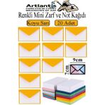 Artlantis Koyu Sarı Mini Zarf 7x9 cm Not Kağıtlı 20 Adet Küçük Koyu Sarı Zarf Mektup Oyun Zarfı Doğum Günü Dilekleri Zarfı Canlı - 7x9cm - Standart