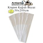 Artlantis Krapon Kağıdı 50X200 cm 5 Adet Renkli Grapon Kağıdı Okul Sınıf Etkinlik Kreş Okul Öncesi Kırapon Grafon - Beyaz