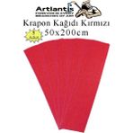 Artlantis Krapon Kağıdı 50X200 cm 5 Adet Renkli Grapon Kağıdı Okul Sınıf Etkinlik Kreş Okul Öncesi Kırapon Grafon - Kırmızı
