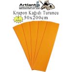 Artlantis Krapon Kağıdı 50X200 cm 5 Adet Renkli Grapon Kağıdı Okul Sınıf Etkinlik Kreş Okul Öncesi Kırapon Grafon - Turuncu