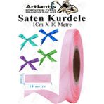 Artlantis Kurdele Saten 1 cm 10 Metre 1 Adet Saten Kurdela Parlak Hediye ve Süsleme Şeridi Süs Paketleme Çiçek Saç El Sanatı - Açık Pembe