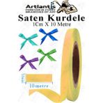 Artlantis Kurdele Saten 1 cm 10 Metre 1 Adet Saten Kurdela Parlak Hediye ve Süsleme Şeridi Süs Paketleme Çiçek Saç El Sanatı - Açık Sarı