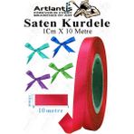 Artlantis Kurdele Saten 1 cm 10 Metre 1 Adet Saten Kurdela Parlak Hediye ve Süsleme Şeridi Süs Paketleme Çiçek Saç El Sanatı - Kırmızı
