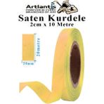 Artlantis Kurdele Saten 2 cm 10 Metre 1 Adet Saten Kurdela Parlak Hediye ve Süsleme Şeridi Süs Paketleme Çiçek Saç El Sanatı - Açık Sarı