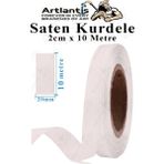 Artlantis Kurdele Saten 2 cm 10 Metre 1 Adet Saten Kurdela Parlak Hediye ve Süsleme Şeridi Süs Paketleme Çiçek Saç El Sanatı - Beyaz