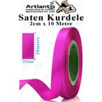 Artlantis Kurdele Saten 2 cm 10 Metre 1 Adet Saten Kurdela Parlak Hediye ve Süsleme Şeridi Süs Paketleme Çiçek Saç El Sanatı - Fuşya