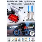 Artlantis LED Işıklı Bisiklet Ön Far Arka Stop Aydınlatma Işığı ve Mavi Sipob Kapağı Haraketli Fotosel Sensörlü - Çok Renkli - Standart