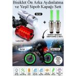Artlantis LED Işıklı Bisiklet Ön Far Arka Stop Aydınlatma Işığı ve Yeşil Sipob Kapağı Haraketli Fotosel Sensörlü - Çok Renkli - Standart