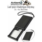 Artlantis LED Işıklı Dikdörtgen Çekmeceli Büyüteç 1 Adet 3x 6x Büyütme Optik Lens El Tipi Mercek Çep Büyüteci Okul Ofis Büro - Siyah - Standart