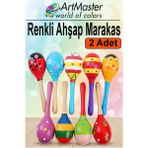Artlantis Marakas Renkli Ahşap 2 Li Set Çıngıraklar Eğlenceli Marakas Renkli Müzik Aksesuarları Çocuk Eğitici Oyuncak - Çok Renkli - 19 cm - Standart