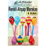 Artlantis Marakas Renkli Ahşap 4 Lü Set Çıngıraklar Eğlenceli Marakas Renkli Müzik Aksesuarları Çocuk Eğitici Oyuncak - Çok Renkli - 19 cm - Standart