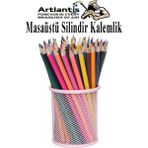 Artlantis Masaüstü Metal Silindir Kalemlik 1 Adet Fileli Perfore Pastel Renkli Kalemlik Kağıtlık Düzenleyici Büro Ofis Okul - Açık Pembe