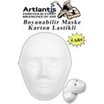 Artlantis Maske Boyama 19x24 cm 5 Adet Boyanabilir Maske Karton Lastikli İnsan Yüzü Suratı Okul Sınıf Etkinlikleri Hobi (Beyaz)
