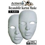 Artlantis Maske Boyama 2 Adet Boyanabilir Karton Maske Lastikli İnsan Yüzü Suratı Yerli Üretim Okul Sınıf Etkinlikleri Hobi