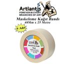 Artlantis Maskeleme Bandı Kağıt Bant 48 mm 25 Metre 6 Adet Boya Bantı Maskeleme Kağıt Bant Duvar Yağlı Boya Badana