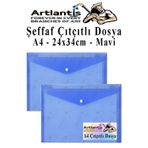 Artlantis Mavi A4 Çıtçıtlı Dosya Şeffaf Renkli Zarf Dosya 2 Adet Çıt Çıtlı Dosya Su Geçirmez 100 Yaprak Kapasite