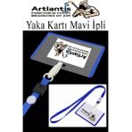 Artlantis Mavi Ipli Yaka Kartı 25 Adet Ayarlanabilir Boyuna Asma Kimlik Koruyuculu Pvc Mavi Yaka Kartlığı Seyehat Ofis Okul Büro - Standart