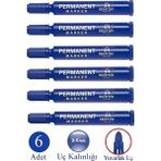 Artlantis Mavi Permanent Markör Kalem Yuvarlak Uç 6 Adet Sentör Kalıcı Marker Kalem Tüm Koli Karton Çuval Cam Plastik Yüzeylerde - 2-5mm