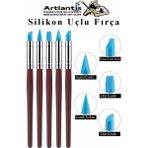 Artlantis Mavi Silikon Uçlu Fırça Modelaj 5 Li 1 Paket Kauçuk Polimer Kil Çömlek Seramik Şekillendirici Kalem Rötuş Kalem Seti - Standart