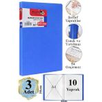 Artlantis Mavi Sunum Dosyası 10 Lu 3 Adet Poşet Dosyalı Katalog Dosyası 10 Poşetli Kendinden Dosya Plastik Kapaklı - Standart