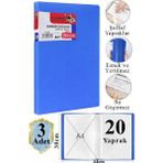 Artlantis Mavi Sunum Dosyası 20 Li 3 Adet Poşet Dosyalı Katalog Dosyası 20 Poşetli Kendinden Dosya Plastik Kapaklı - 10 lu - Standart