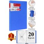 Artlantis Mavi Sunum Dosyası 20 Li 3 Adet Poşet Dosyalı Katalog Dosyası 20 Poşetli Kendinden Dosya Plastik Kapaklı - Standart