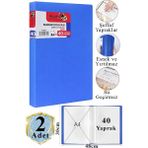 Artlantis Mavi Sunum Dosyası 40 Lı 2 Adet Poşet Dosyalı Katalog Dosyası 40 Poşetli Kendinden Dosya Plastik Kapaklı - Standart