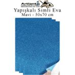 Artlantis Mavi Yapışkanlı Simli Eva 50X70 cm 3 Adet Simli Yapışkanlı Eva Süngeri Okul Kreş Anasınıfı Elişi Etkinlikleri Hobi - Standart