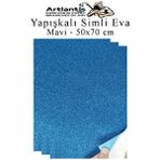 Artlantis Mavi Yapışkanlı Simli Eva 50x70 Cm 3 Adet Simli Yapışkanlı Eva Süngeri Okul Kreş Anasınıfı Elişi Etkinlikleri Hobi