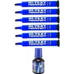 Artlantis Mavi Yuvarlak Uçlu Markör Permanent Kalem 6 Adet Hı-Text Marker Mürekkep Mavi 30 ml 1 Adet Brons Koli Kalemi - Standart