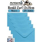 Artlantis Mavi Zarf 13X18 cm 25 Adet Mavi Mektup Zarfı Davetiye Zarfı Kartpostal Çekiliş Hediye Zarfı - 13x18cm - Standart