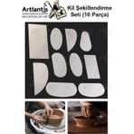 Artlantis Metal Sistre Çeki Tarağı 10 lu 1 Paket Çömlek Kil Polimer Çelik Kazıyıcı Şekillendirme Seti Paslanmaz