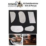 Artlantis Metal Sistre Çeki Tarağı 5 Li 1 Paket Çömlek Kil Polimer Çelik Kazıyıcı Şekillendirme Seti Paslanmaz Gri